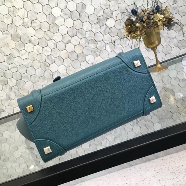 Celine original grained calfskin micro luggage handbag 189793 lake blue