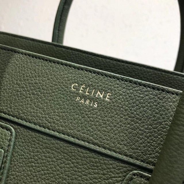 Celine original grained calfskin micro luggage handbag 189793 olive