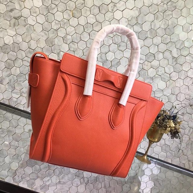 Celine original grained calfskin micro luggage handbag 189793 orange