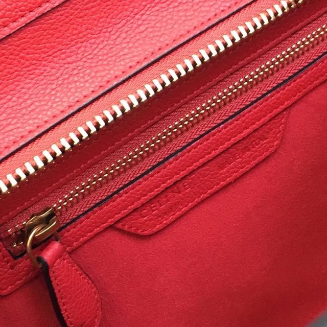 Celine original grained calfskin micro luggage handbag 189793 red