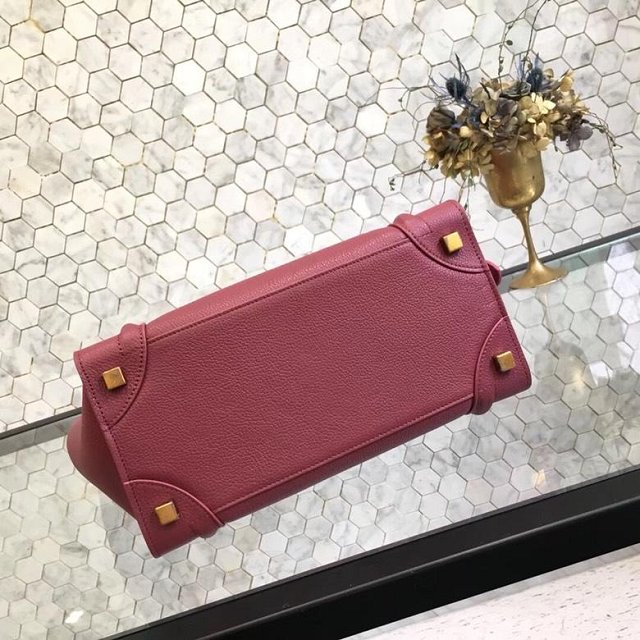 Celine original grained calfskin micro luggage handbag 189793 wine red