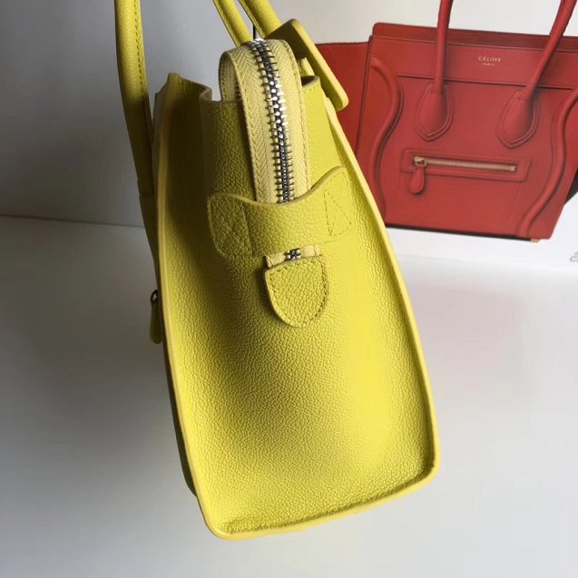 Celine original grained calfskin micro luggage handbag 189793 yellow