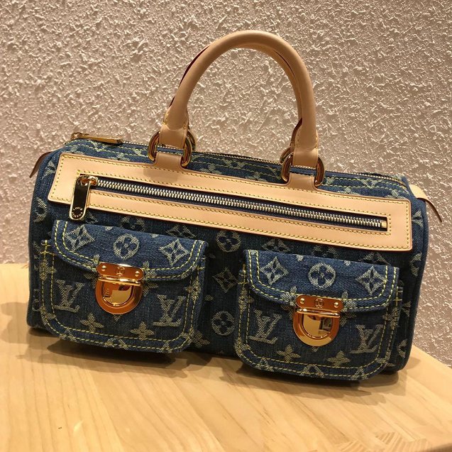 Louis vuitton original denim tote bag M44462 blue