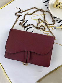 2019 Dior original calfskin large Saddle Wallet S5620 burgundy
