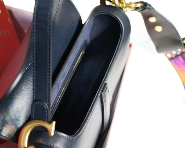 2019 Dior original calfskin saddle bag M0446 navy blue