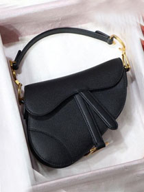 2019 Dior original grained calfskin mini saddle bag M0447 black