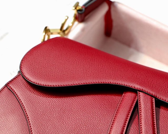 2019 Dior original grained calfskin mini saddle bag M0447 wine red