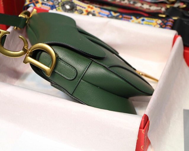 2019 Dior original grained calfskin saddle bag M0446 green