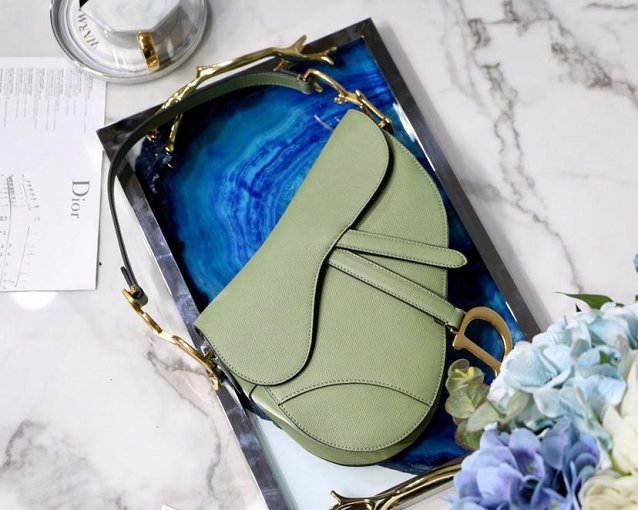 2019 Dior original grained calfskin saddle bag M0446 light green