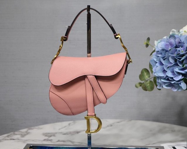 2019 Dior original grained calfskin saddle bag M0446 pink