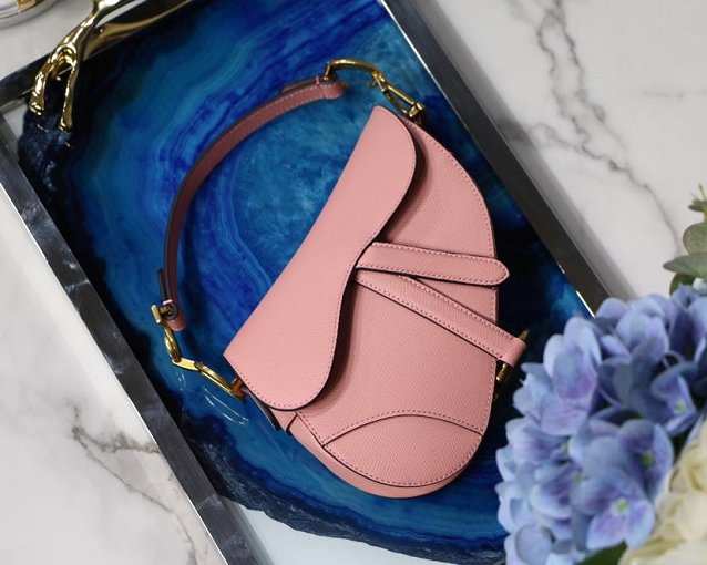 2019 Dior original grained calfskin saddle bag M0446 pink