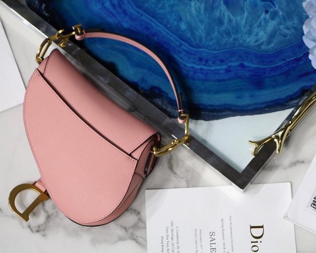 2019 Dior original grained calfskin saddle bag M0446 pink