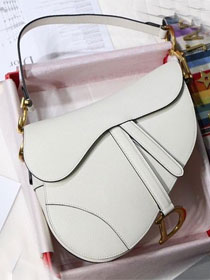 2019 Dior original grained calfskin saddle bag M0446 white