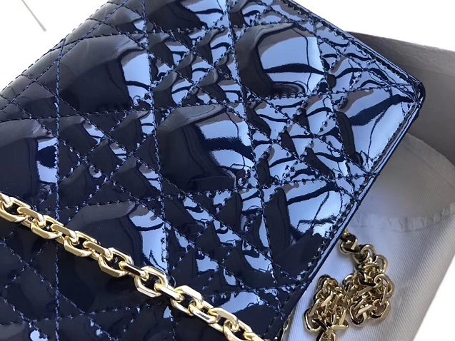 2019 Lady dior original patent calfskin clutch S0204 blue