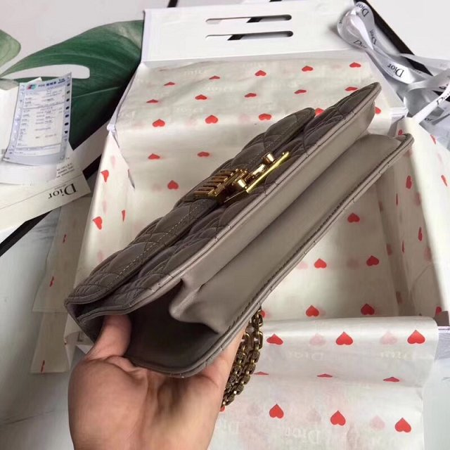 Dior original lambskin dioraddict flap bag M5818 grey