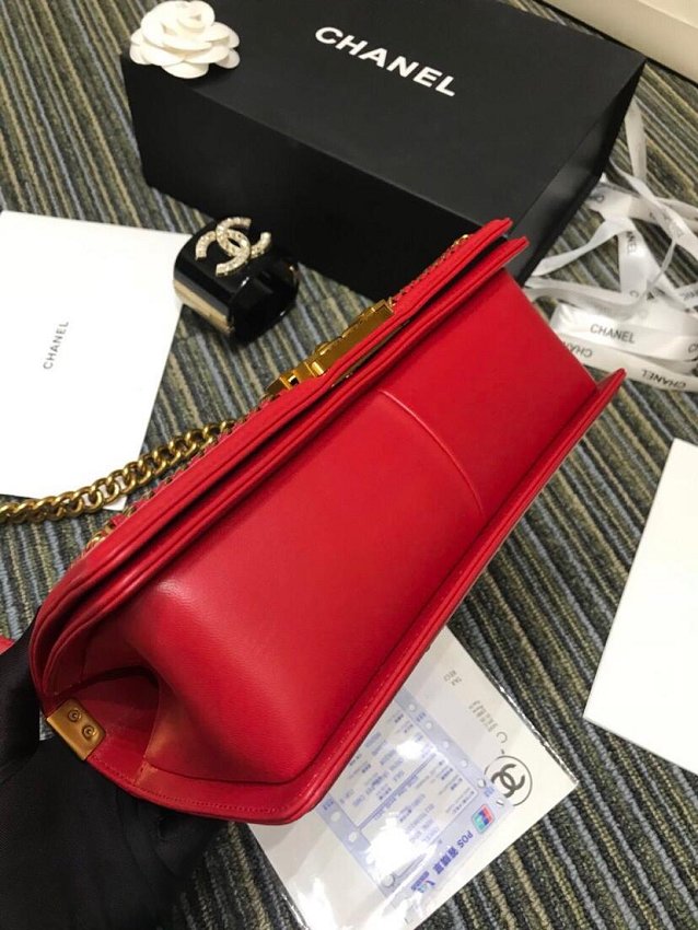 CC original python leather medium le boy handbag A94804 red