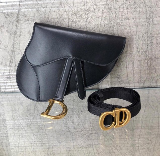2019 Dior original calfskin saddle belt bag S5632 black
