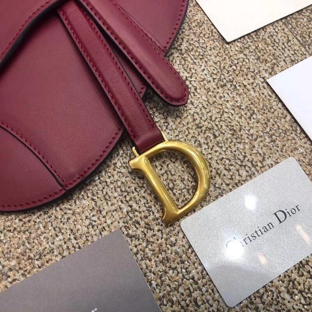 2019 Dior original calfskin saddle belt bag S5632 burgundy