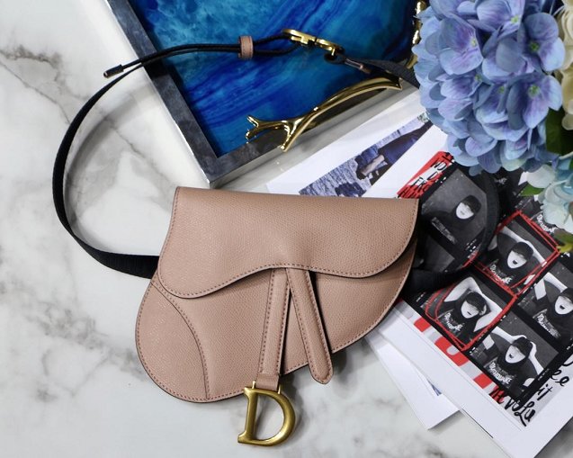 2019 Dior original grained calfskin saddle belt bag S5632 nude