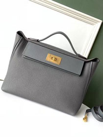  Hermes original handmade togo leather kelly 2424 bag H03699 light grey