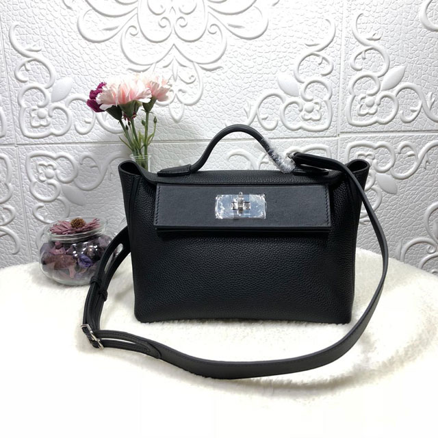 2019 Hermes original handmade togo leather small kelly 2424 bag H03698 black