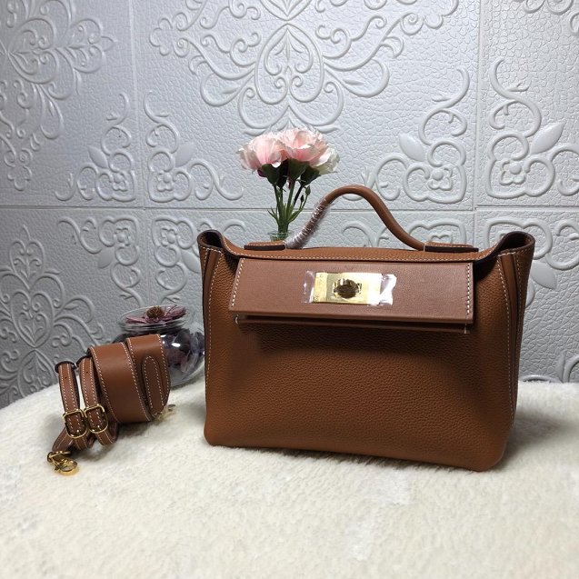 2019 Hermes original handmade togo leather small kelly 2424 bag H03698 caramel