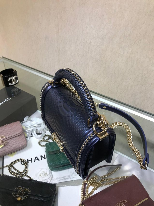 CC original python leather le boy handbag A94804 blue