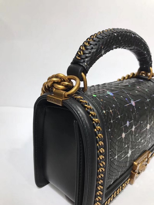 CC original python leather medium le boy handbag A94804 black