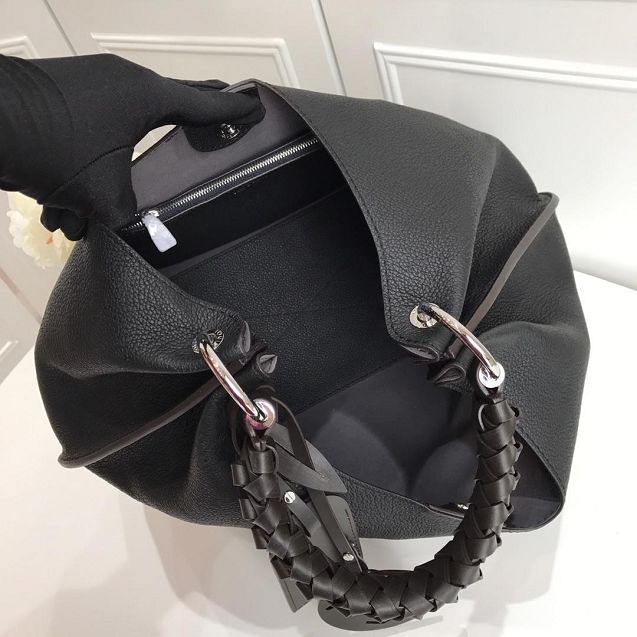 2019 louis vuitton original mahina leather carmel hobo bag M52950 black