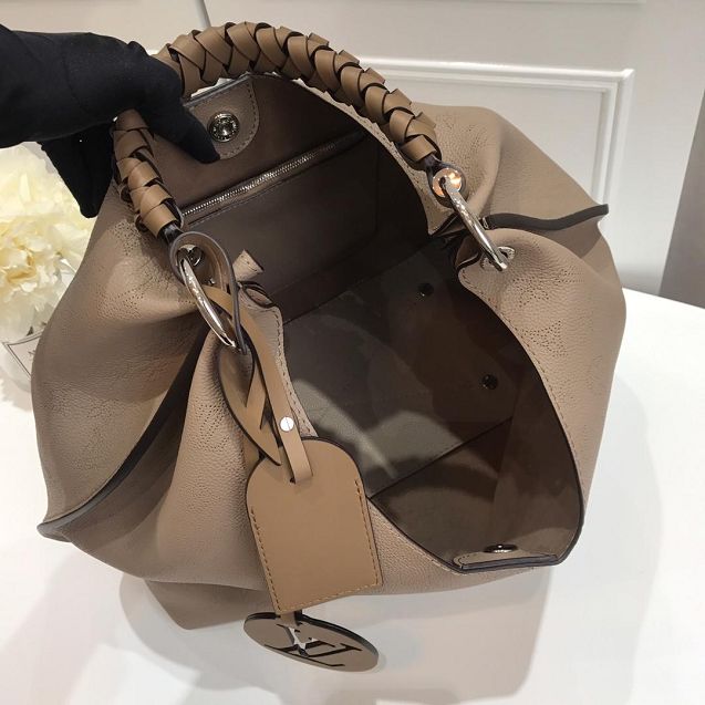 2019 louis vuitton original mahina leather carmel hobo bag M52950 khaki