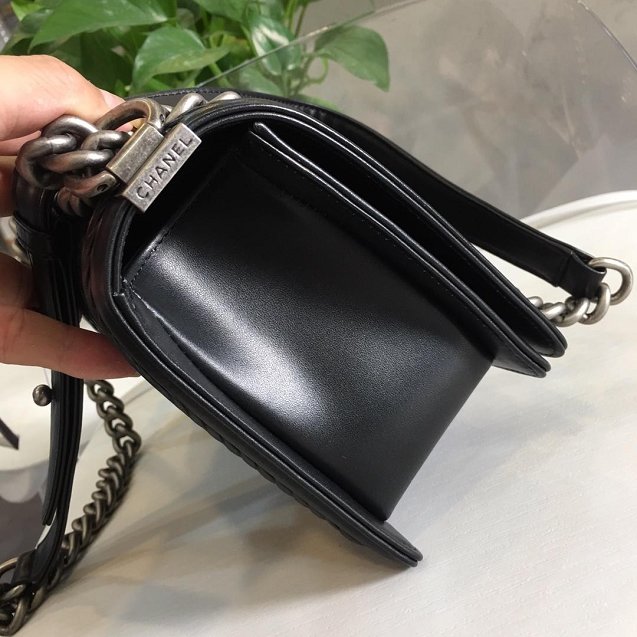 2019 CC original calfskin boy braid flap bag A67086 black 