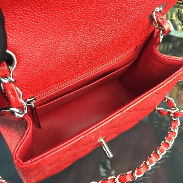 CC original handmade grained calfskin super mini flap bag HA35200 red