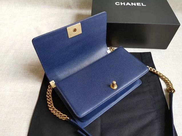 CC original handmade grained calfskin medium boy handbag HA67086 -2 blue
