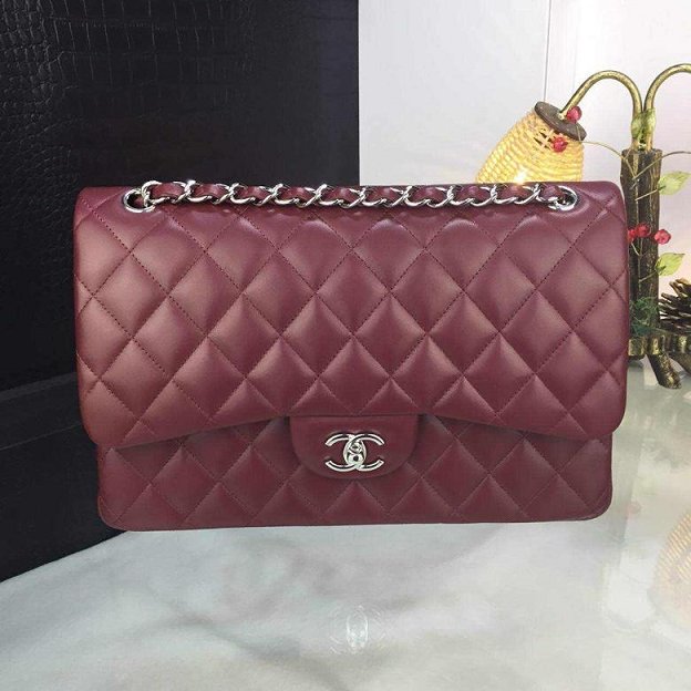 CC original handmade lambskin large flap bag HA58600 bordeaux