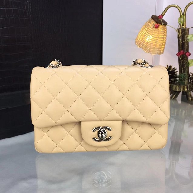 CC original handmade lambskin mini flap bag HA69900 apricot