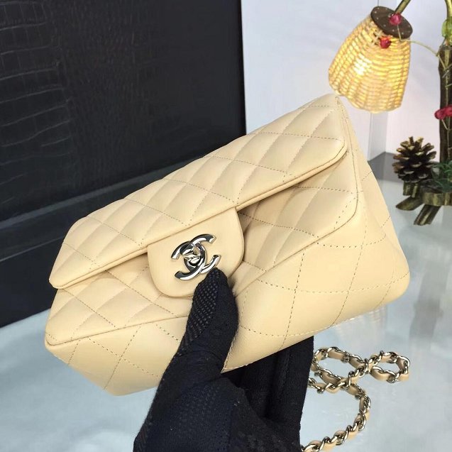 CC original handmade lambskin mini flap bag HA69900 apricot