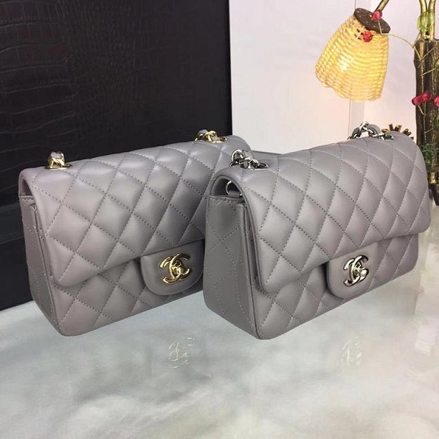 CC original handmade lambskin mini flap bag HA69900 grey