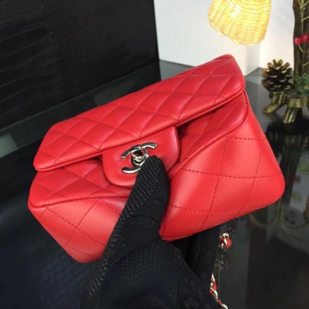 CC original handmade lambskin super mini flap bag HA35200 red