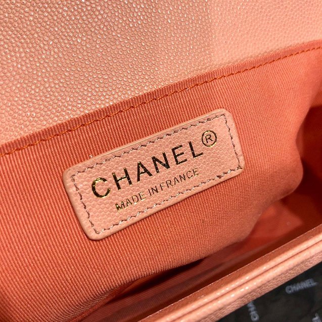 CC original small-grained calfskin medium boy handbag 67086 light pink