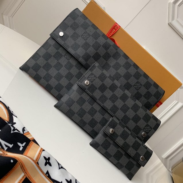 Louis vuitton original damier graphite pochette alpha triple M44417 