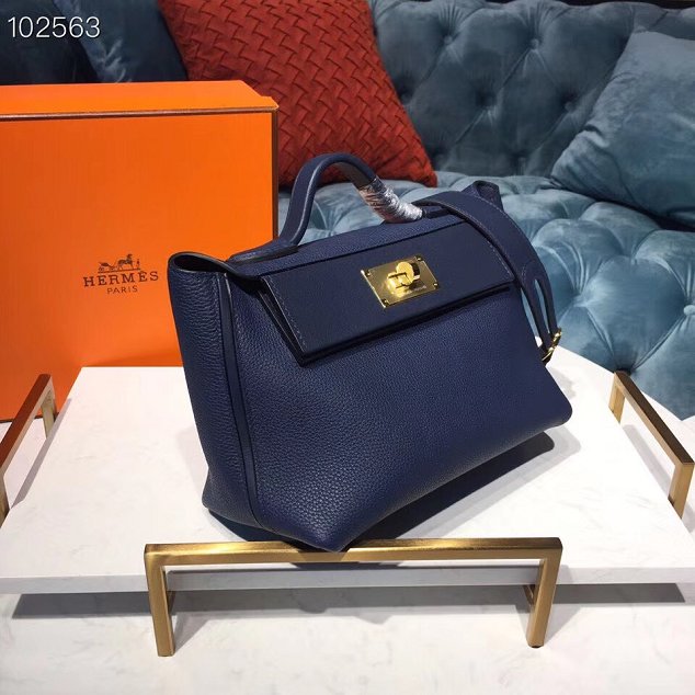 Hermes togo leather small kelly 2424 bag H03698 royal blue