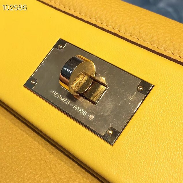 Hermes togo leather small kelly 2424 bag H03698 yellow