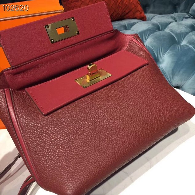 Hermes togo leather kelly 2424 bag H03699 bordeaux