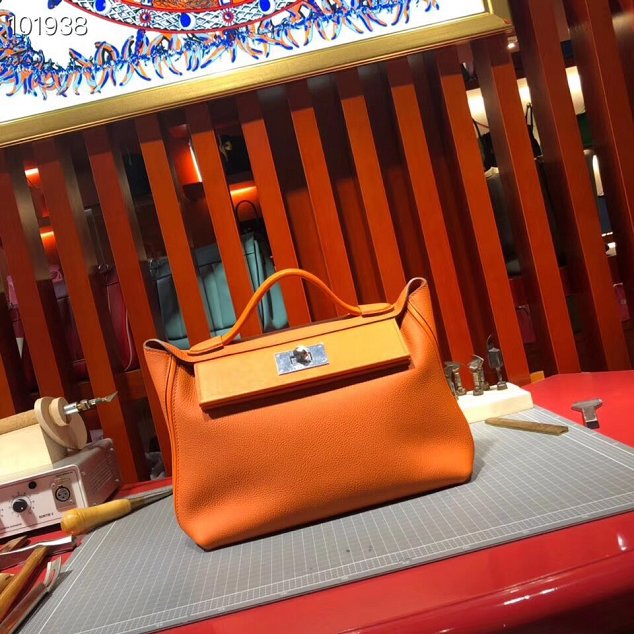 Hermes togo leather small kelly 2424 bag H03698 orange