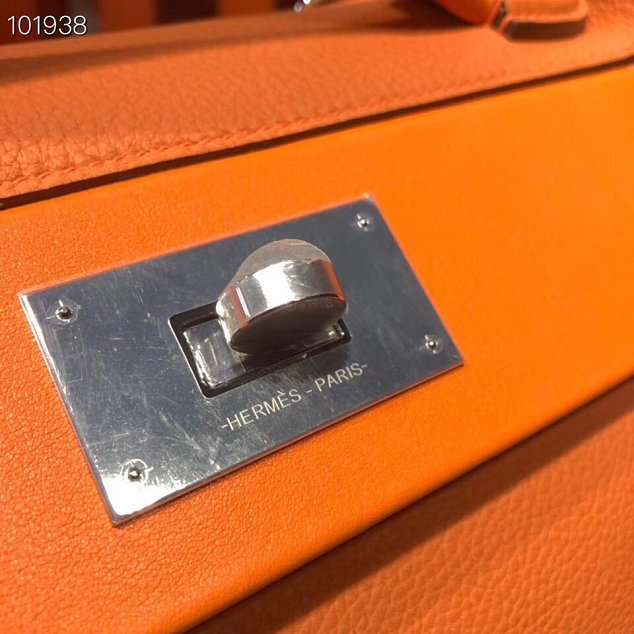 Hermes togo leather small kelly 2424 bag H03698 orange