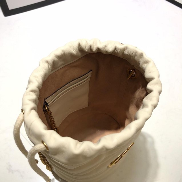 2019 GG original calfskin marmont mini bucket bag 575163 white