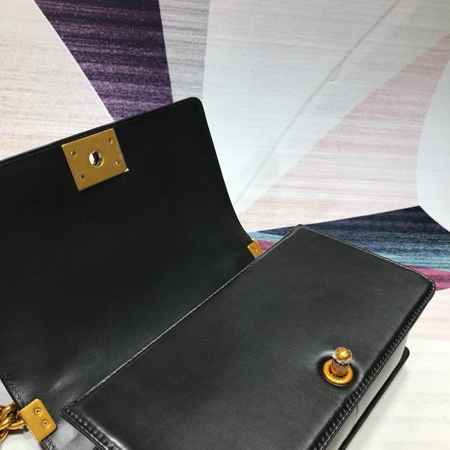 CC original python leather medium boy handbag A94804 black&gold