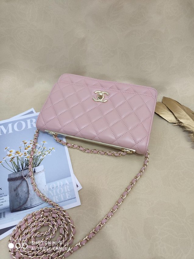 CC original lambskin woc chain bag 80982 light pink