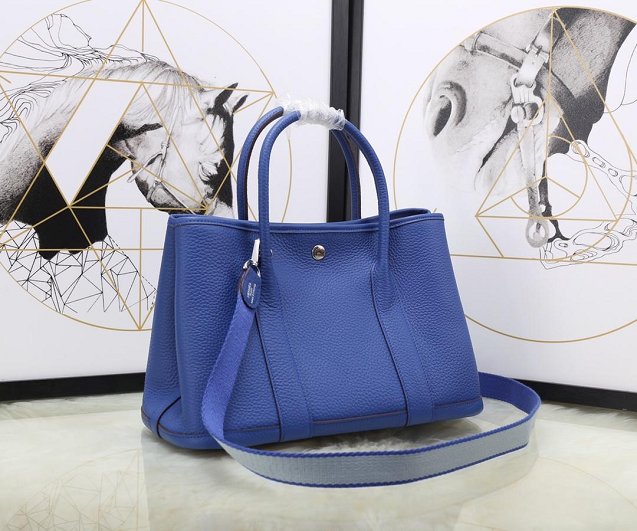 Hermes calfskin small garden party 30 bag G300 blue