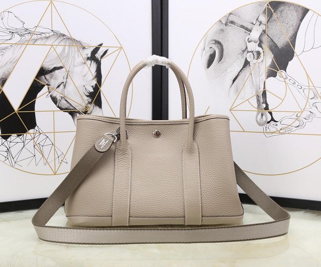 Hermes calfskin small garden party 30 bag G300 light grey